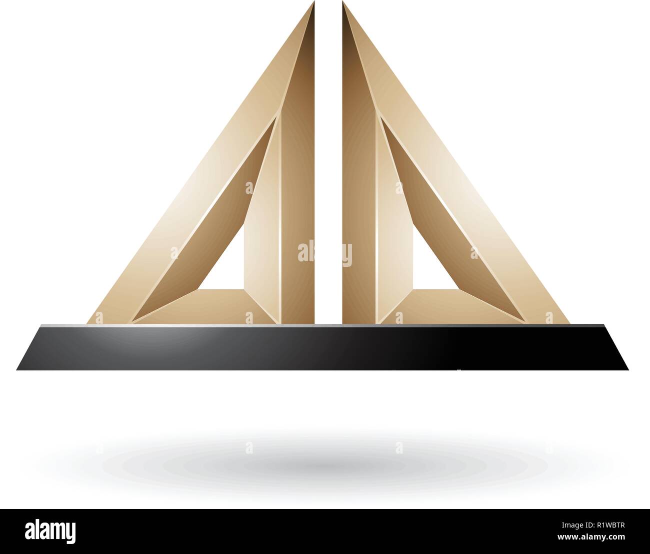 Vector Illustration of Beige 3d Pyramidical Embossed Shape isolated on a White Background Stock Vector
