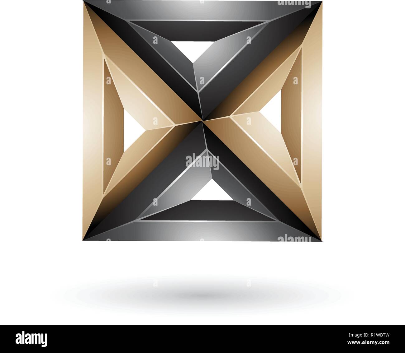 Vector Illustration of Beige and Black 3d Geometrical Embossed Square ...