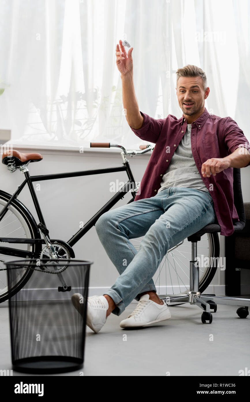 Man throwing chair hires stock photography and images Alamy