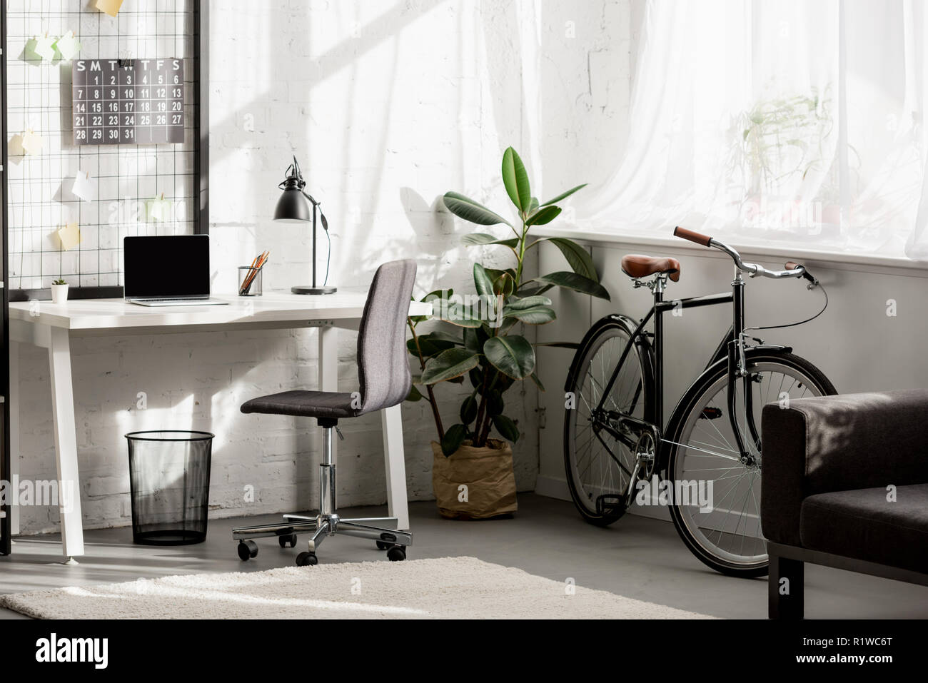interior of home office with workplace in modern style Stock Photo