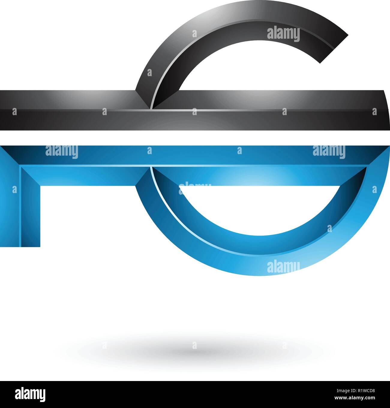 Vector Illustration of Black and Blue Abstract Key-like Symbol isolated ...