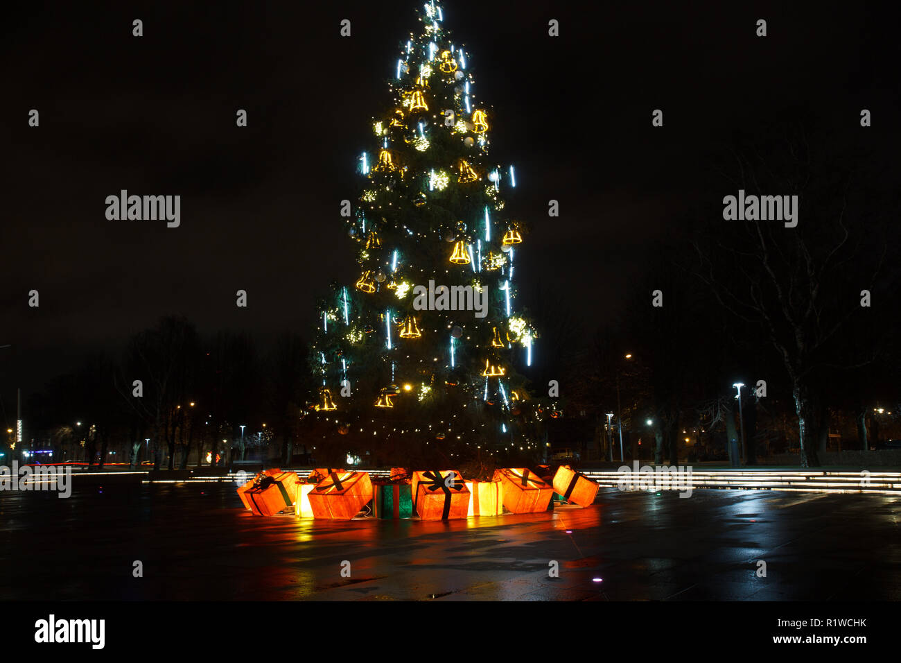decorated Christmas tree Stock Photo