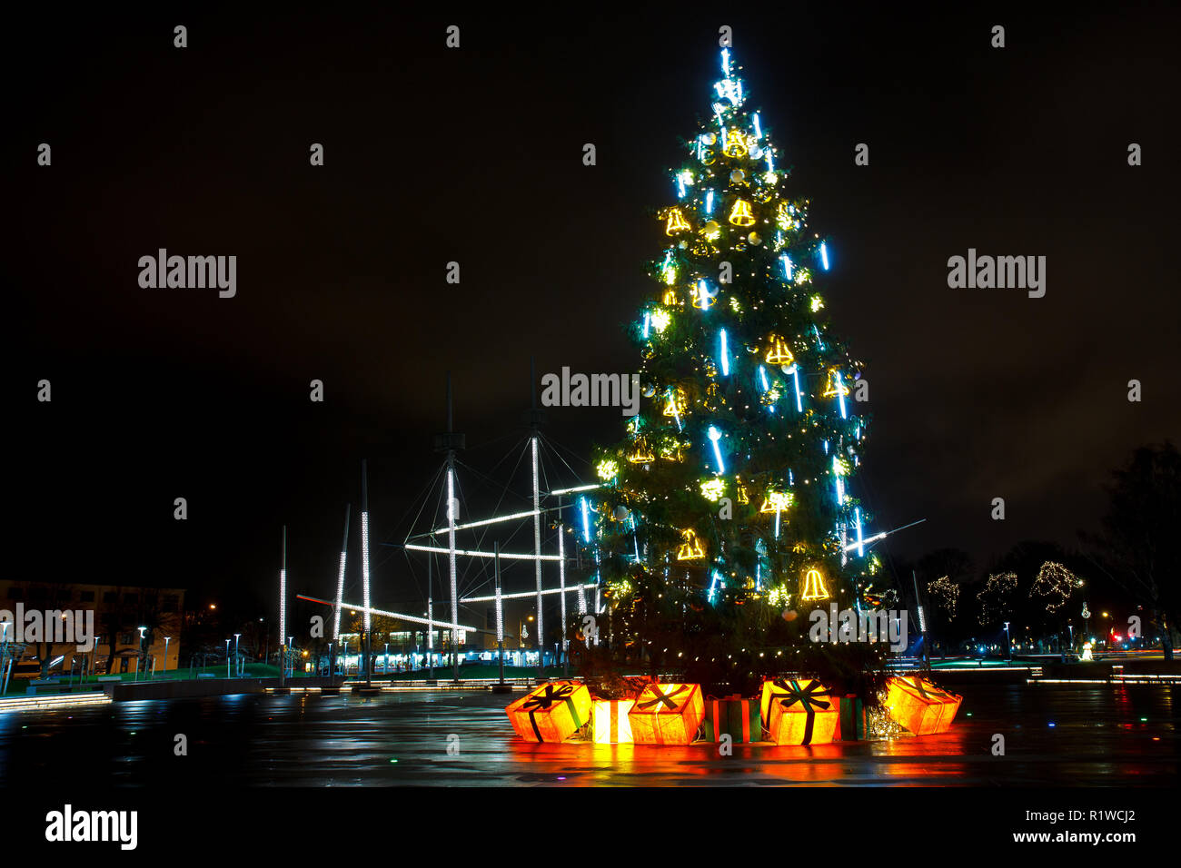 decorated Christmas tree Stock Photo