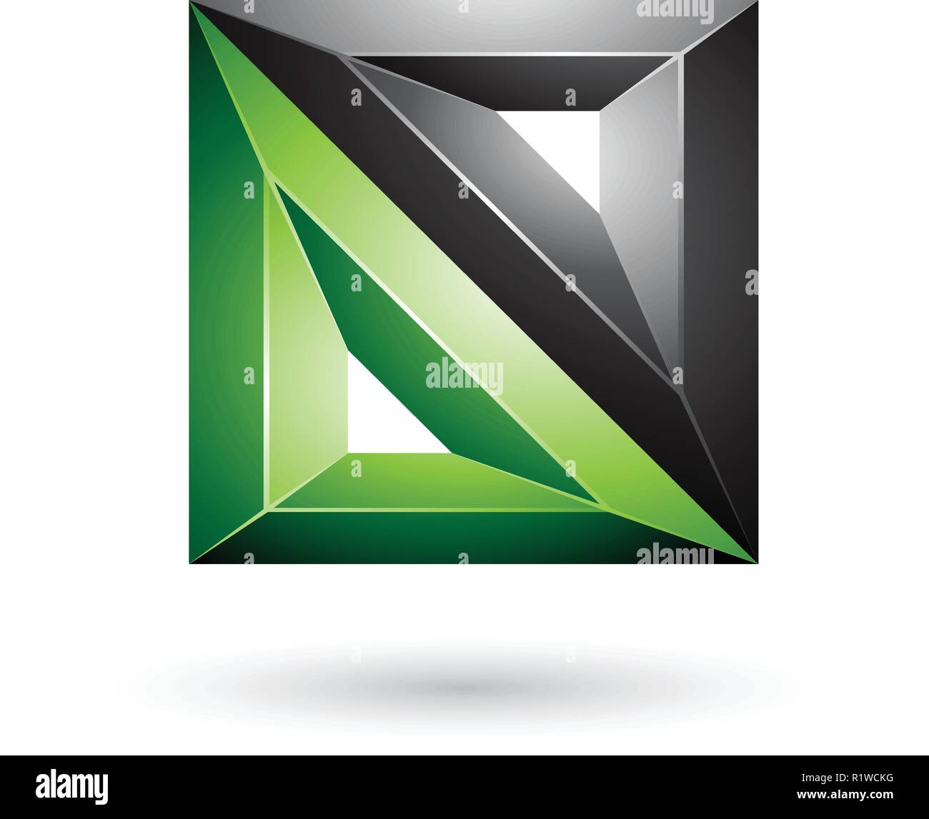Vector Illustration of Black and Green 3d Geometrical Embossed ...