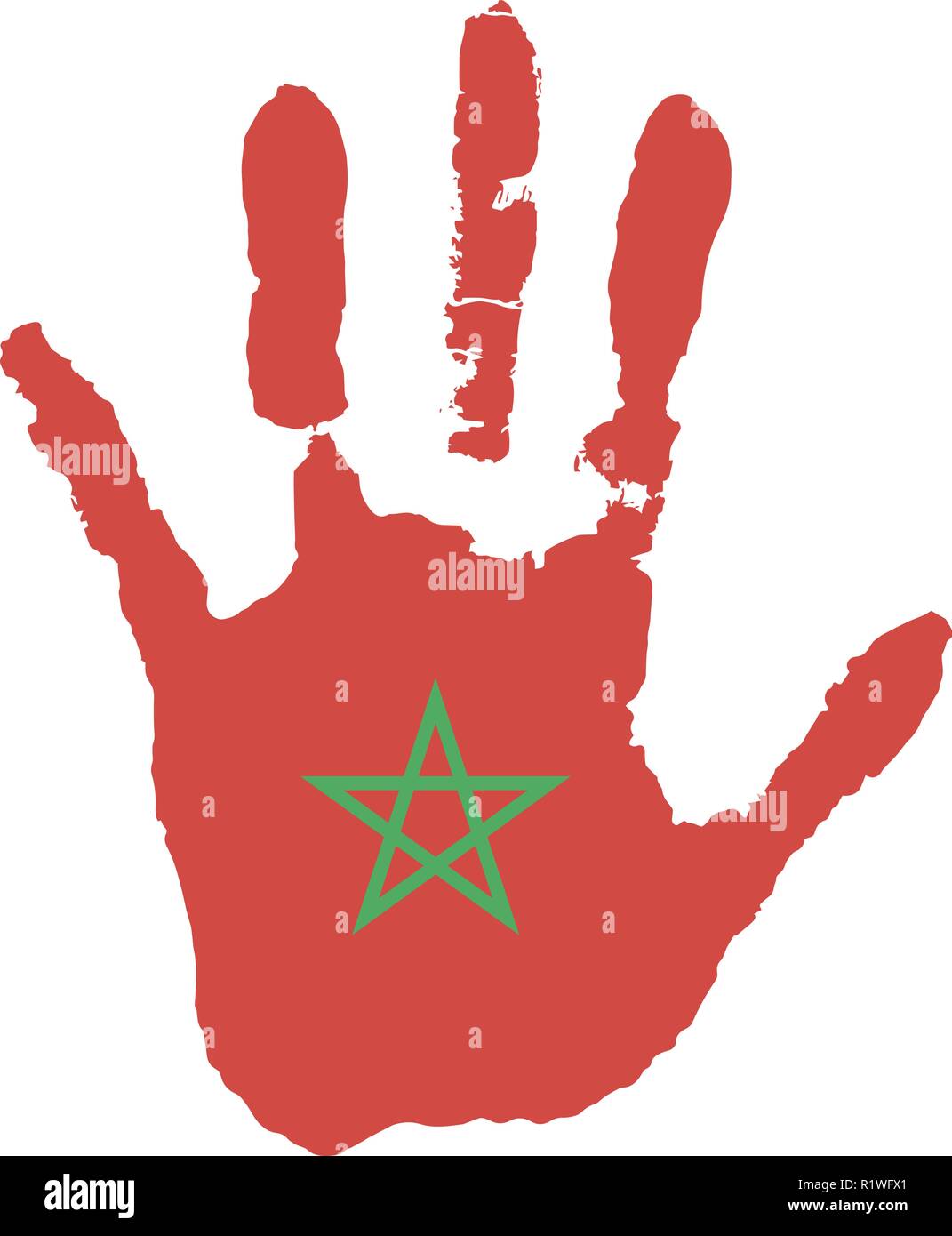 Red Flag With A Star Vector Handprint In The Form Of The