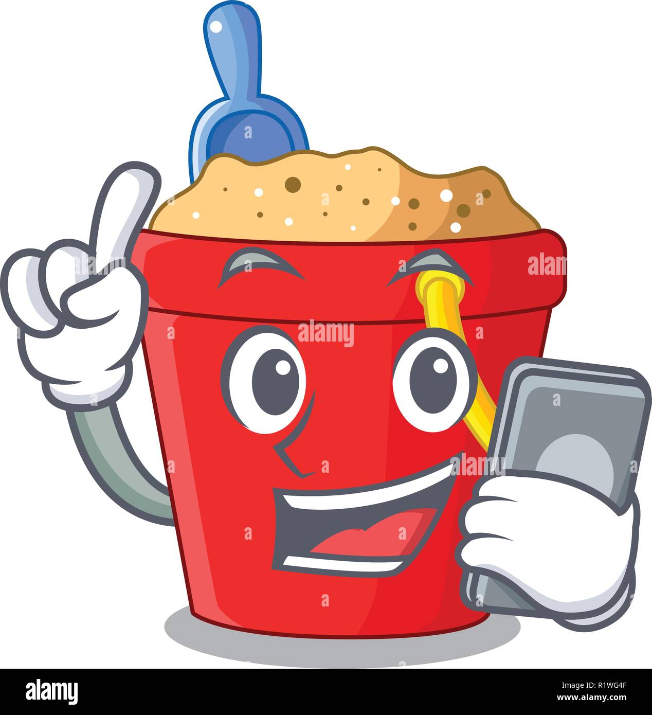 With phone beach bucket shape with sand cartoon Stock Vector Image & Art -  Alamy