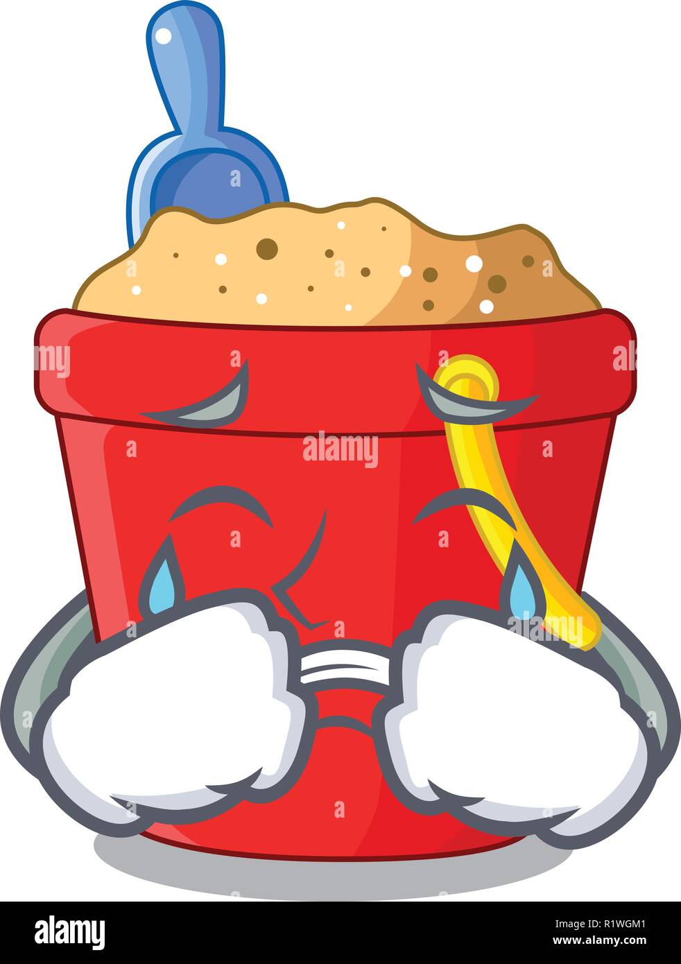 Crying picture beach bucket on shovel cartoon Stock Vector Image & Art