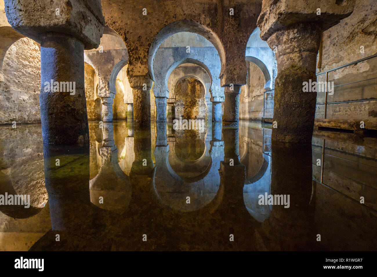 Caceres, Spain - 2018 Nov 12th: Moorish cistern in Caceres.  This building was a mosque under the Muslim rule in Spain Stock Photo