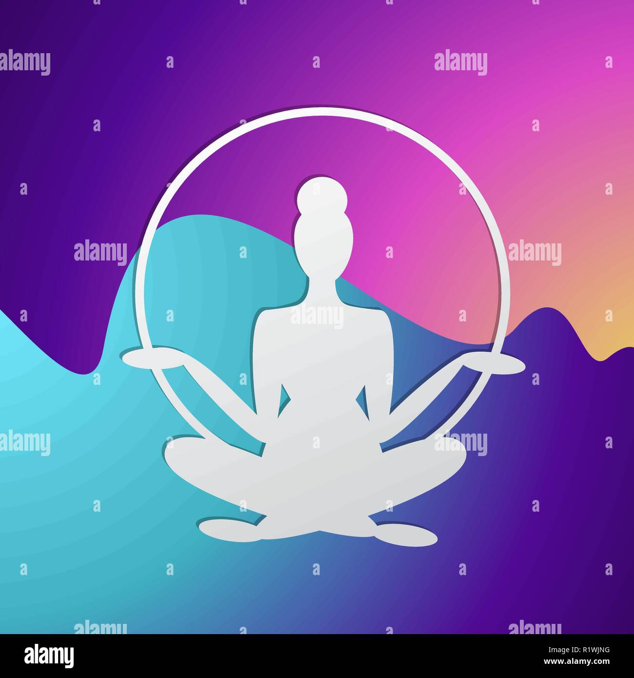Colorful Yoga Day Background with Meditation and Yoga Poses