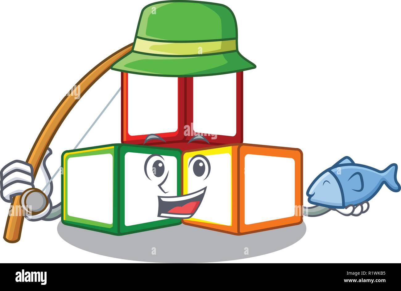Fishing wooden toy with character Wooden blocks Stock Vector Image & Art Alamy