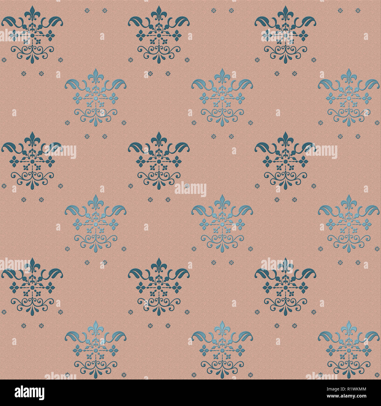 Seamless gothic wallpaper pattern on pink background with blue floral  elements Stock Photo - Alamy