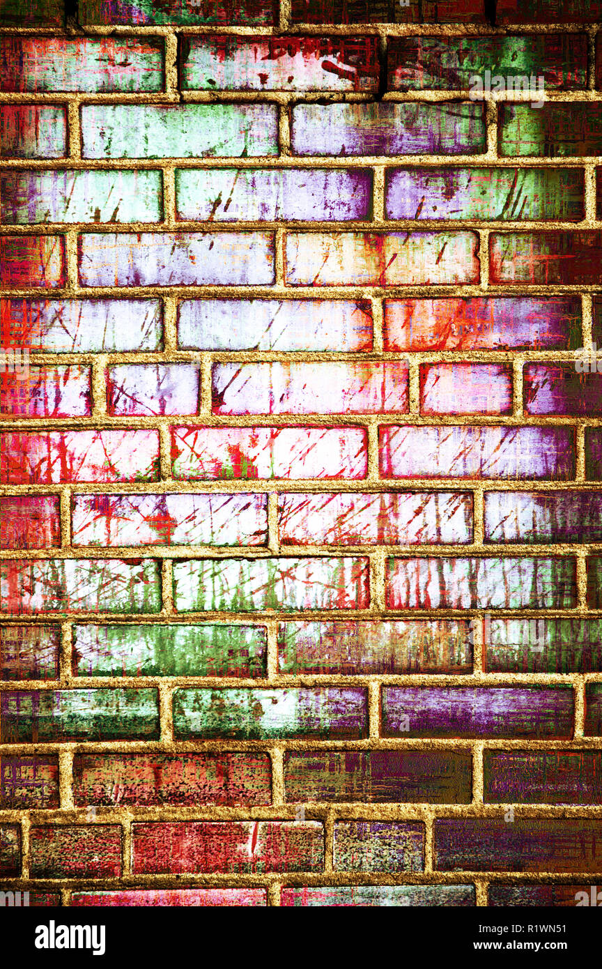 Brick wall background graffiti rainbow hi-res stock photography and images  - Alamy