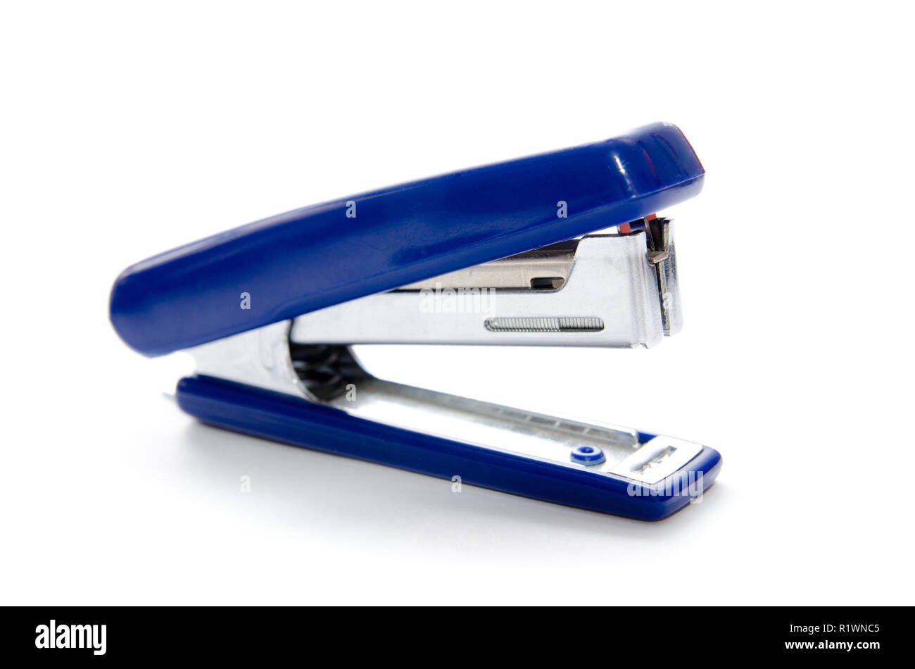 blue stapler isolated on a white background Stock Photo