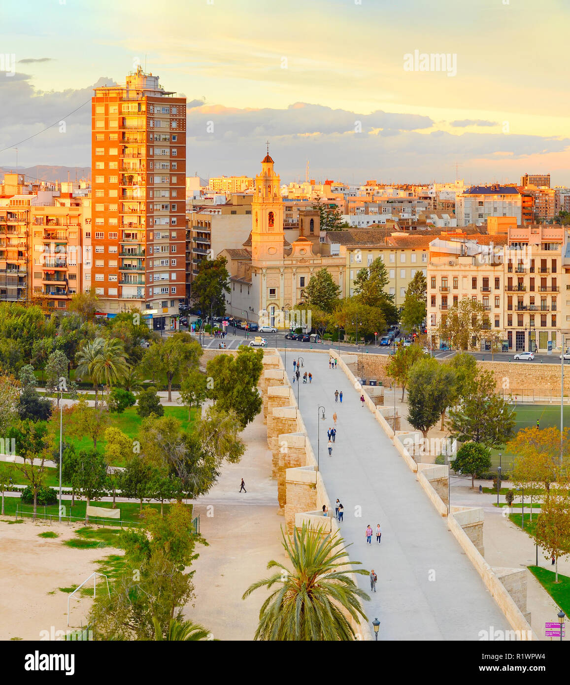 Aerial view of Valencia at sunset. Spain Stock Photo Alamy