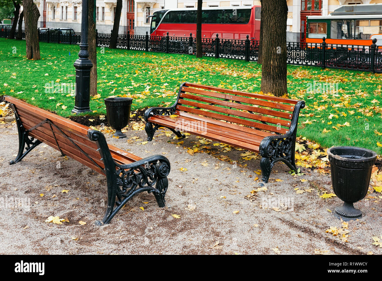 Benches In The Park On Gogolevsky Boulevard Of Boulevard Ring In