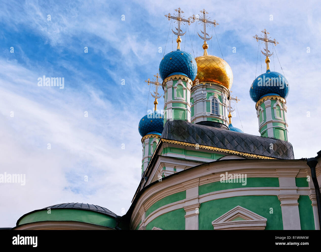 Cathedral of Vvedensky Monastery Optina Pustyn in Kozelsk in Kaluga Region of Russia Stock Photo
