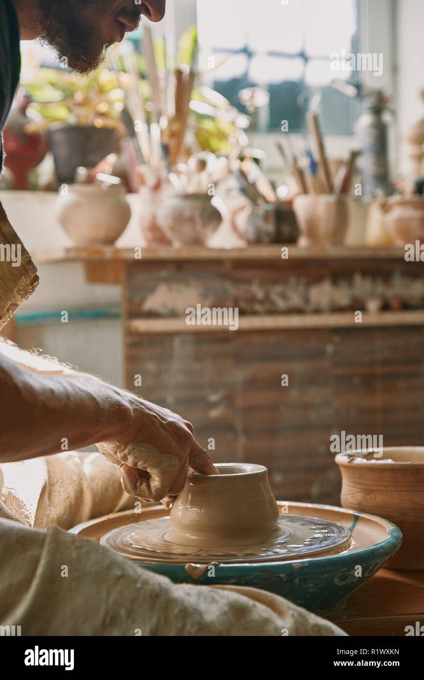 Cropped view potter making ceramic hi-res stock photography and images ...