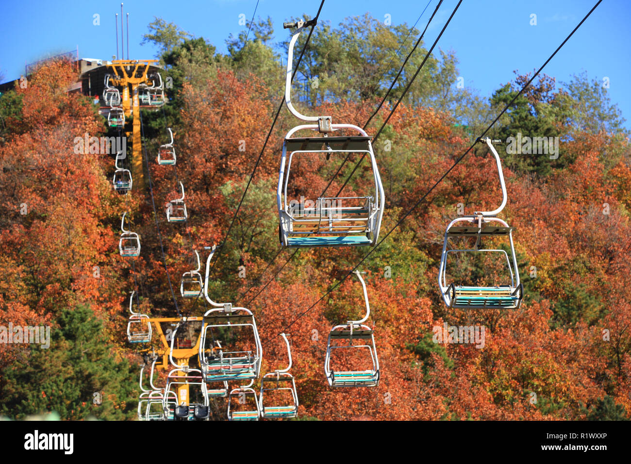 Cable car on ropeway leading Stock Photo - Alamy