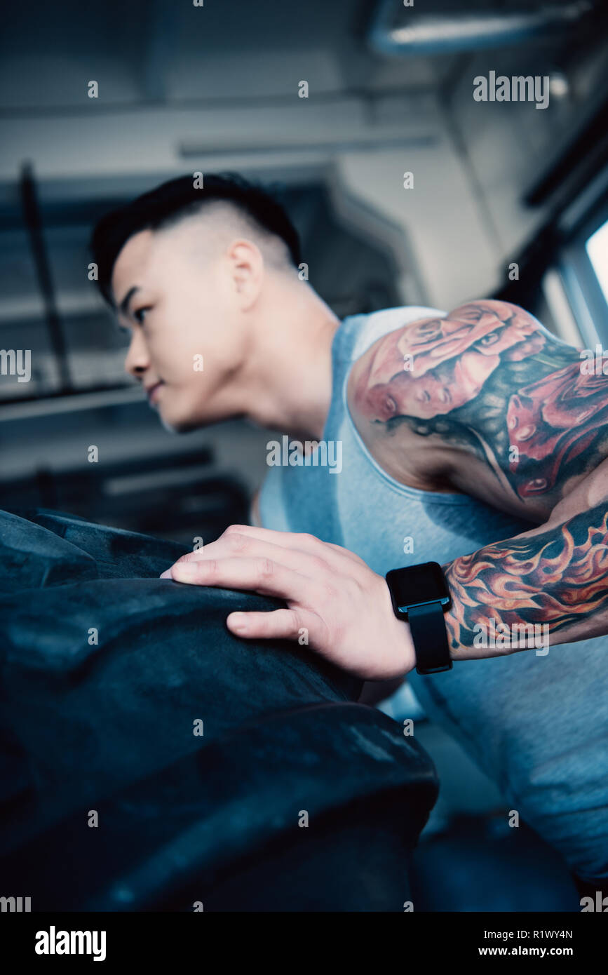 Strong muscular young man flipping hi-res stock photography and images ...