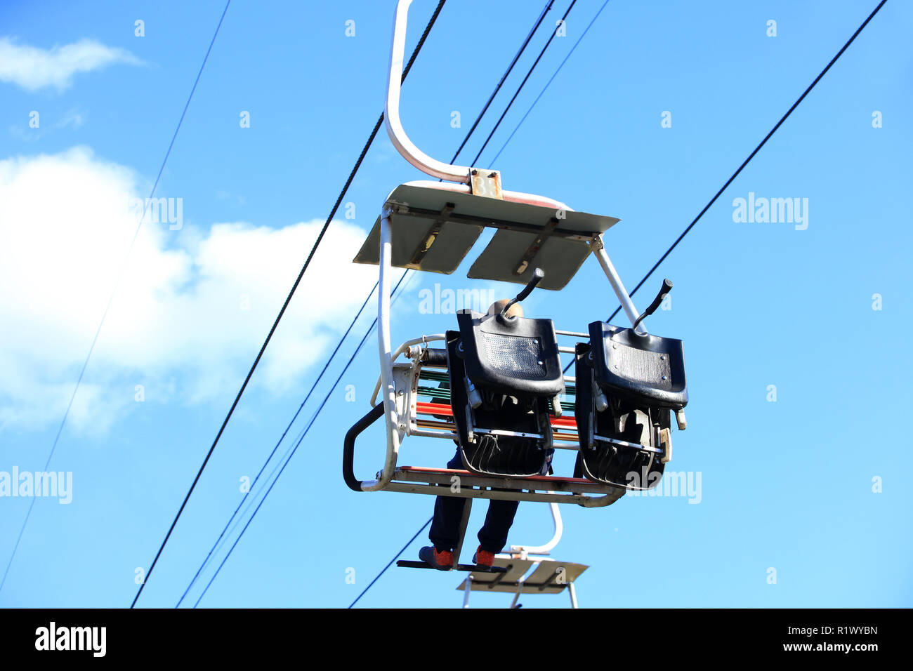 Cable car on ropeway leading Stock Photo - Alamy