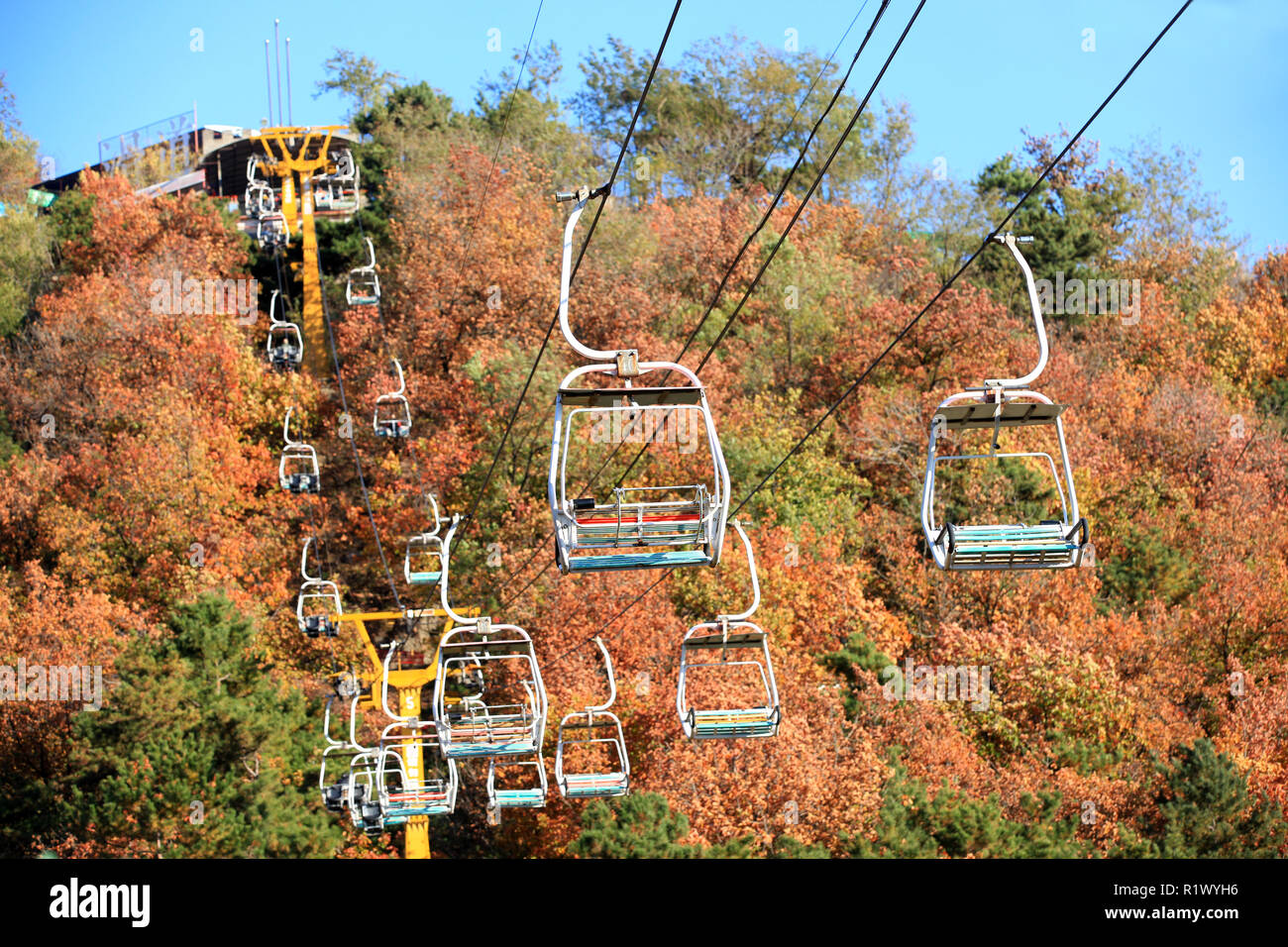 Cable car on ropeway leading Stock Photo - Alamy