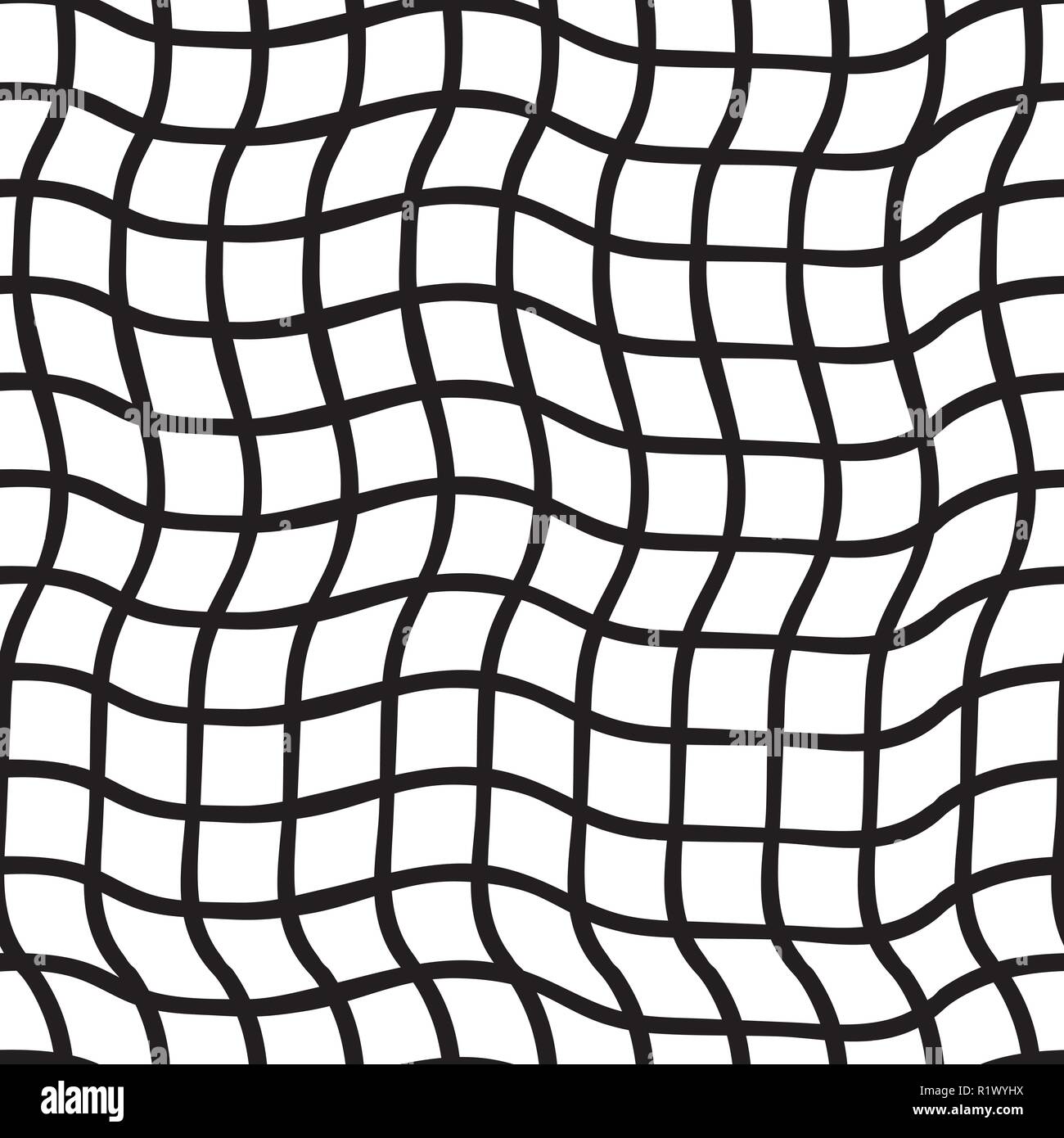 Irregular plaids black and white. Seamless vector pattern. Optical Illusion. Perfect for backgrounds. Stock Vector
