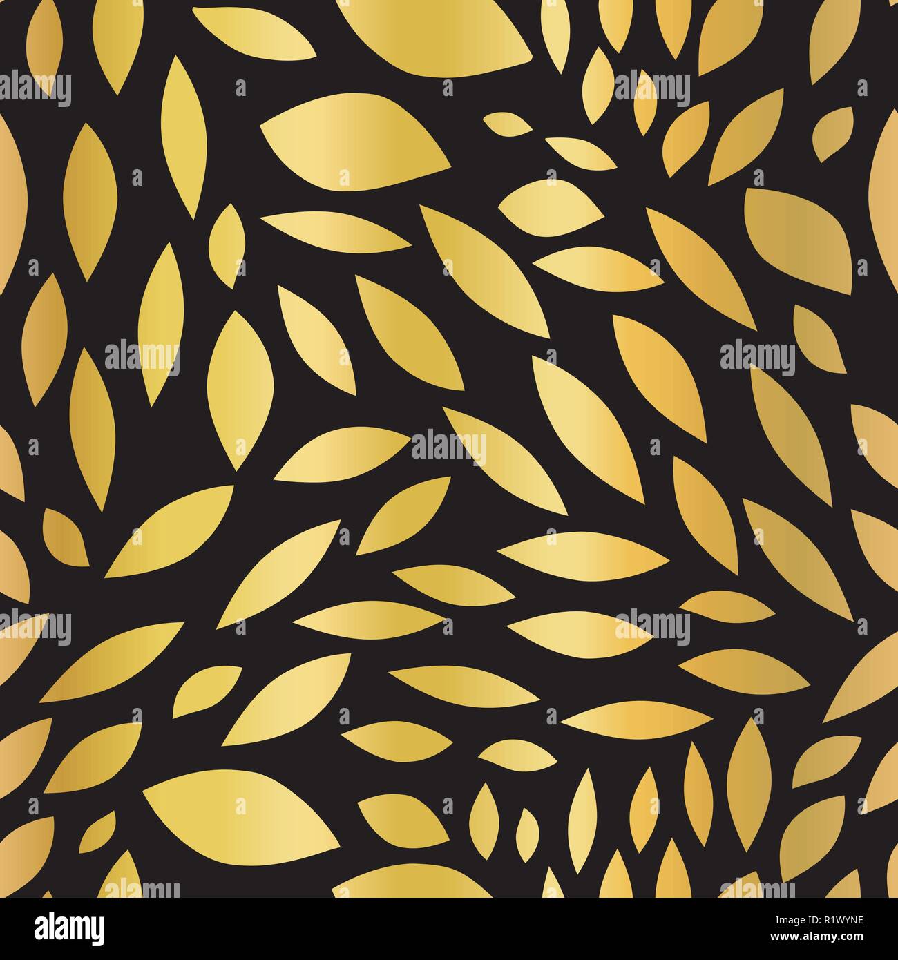Gold foil shapes biconvex on black seamless vector abstract background ...