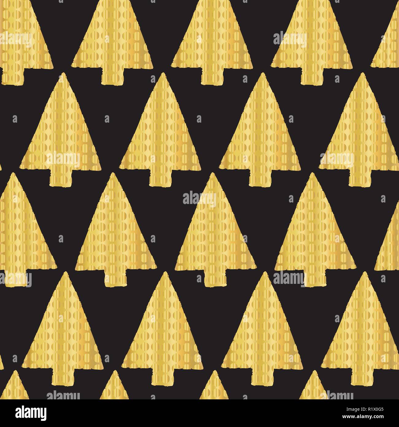 Christmas tree Gold foil seamless vector pattern backdrop. Shiny golden ...