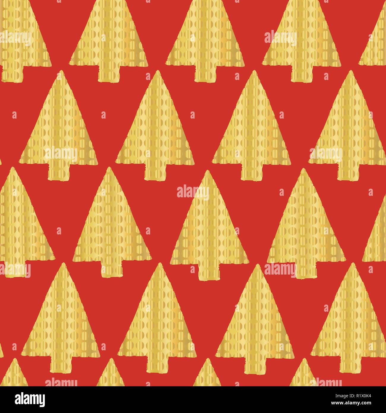 Gold foil christmas tree seamless vector pattern backdrop. Shiny golden ...