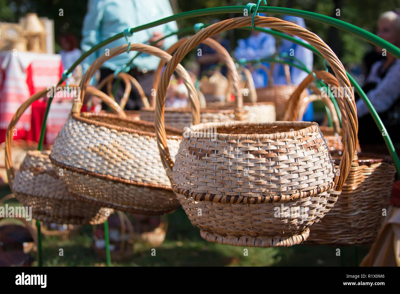 Handmade baskets of birch bark Stock Photo Alamy