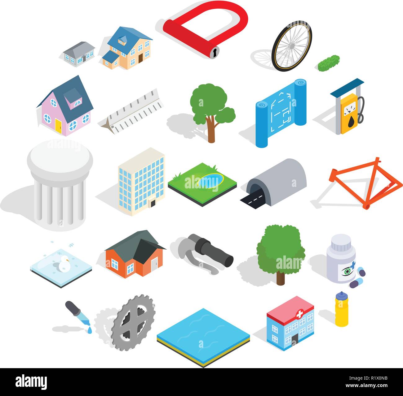 City structure icons set, isometric style Stock Vector Image & Art - Alamy