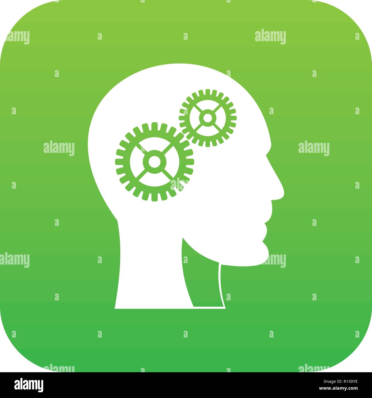 Gears in human head icon digital green Stock Vector Image & Art - Alamy