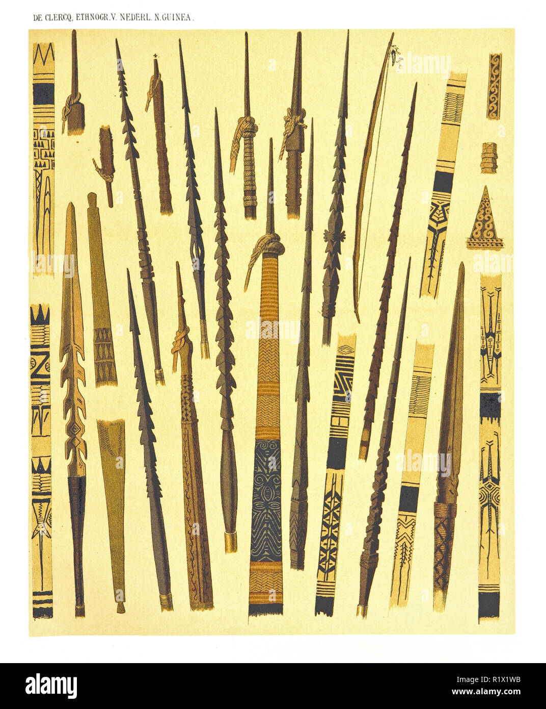 Illustration of ethnic objects from the West and North coast of Dutch ...