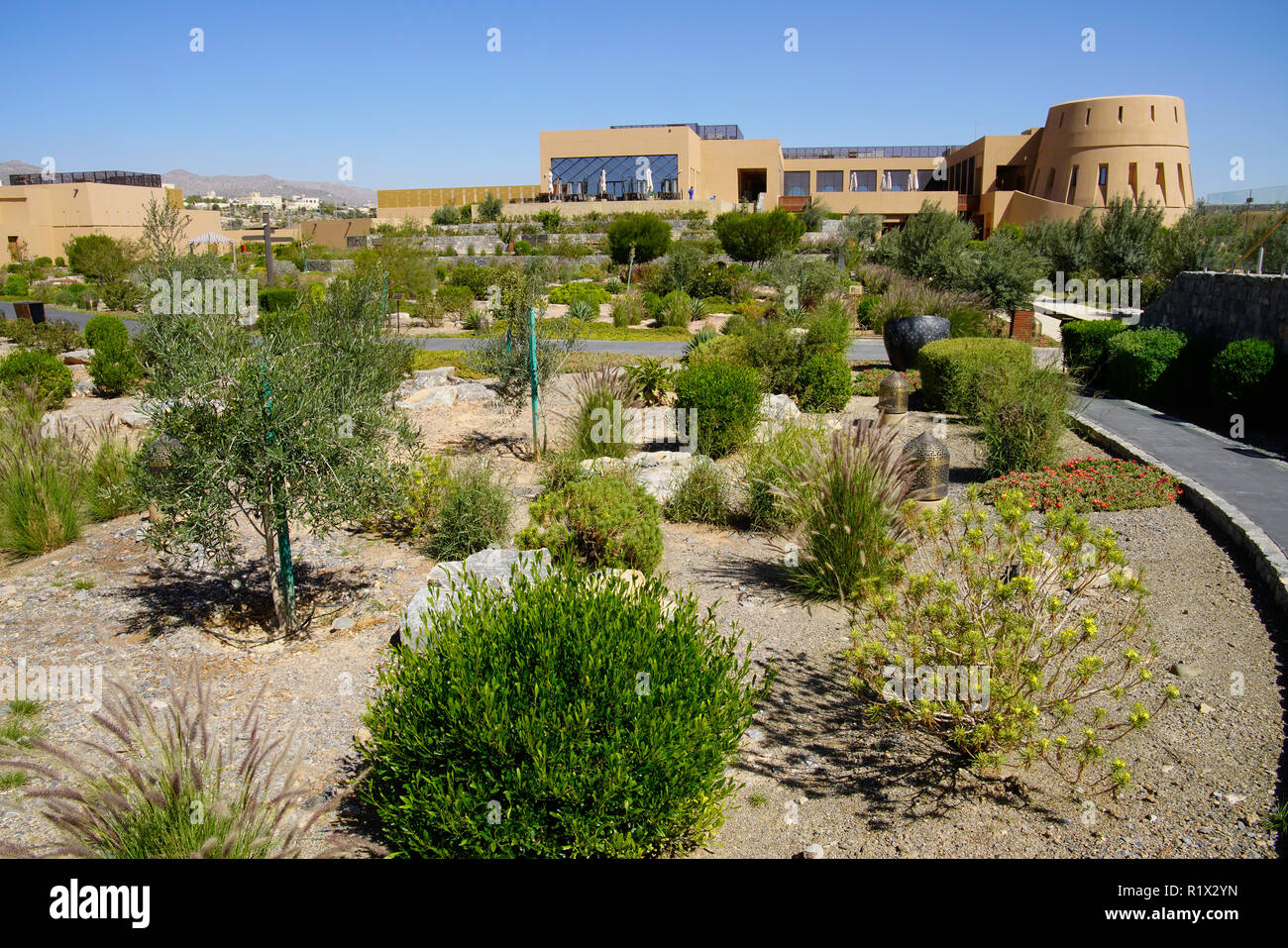 View Of Anantara Al Jabal Akhdar Resort Located In The Hilly The Jebel Akhdar Al Hajar Mountains In Northeastern Oman Stock Photo Alamy