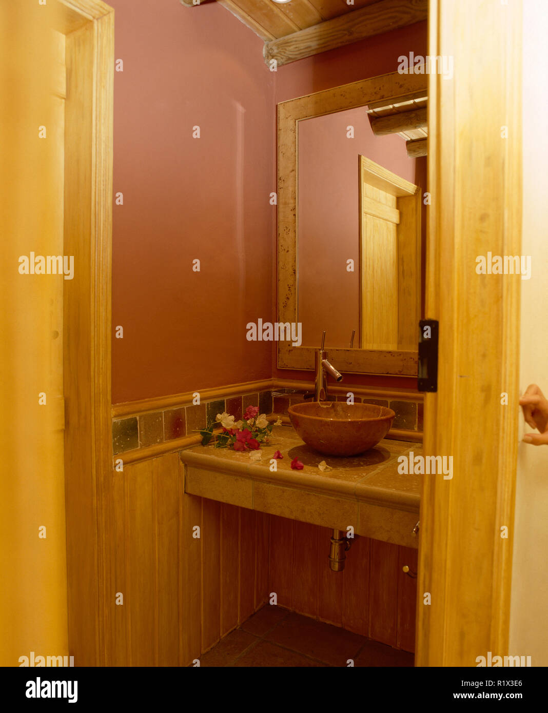 Bowl basin in small cloakroom Stock Photo