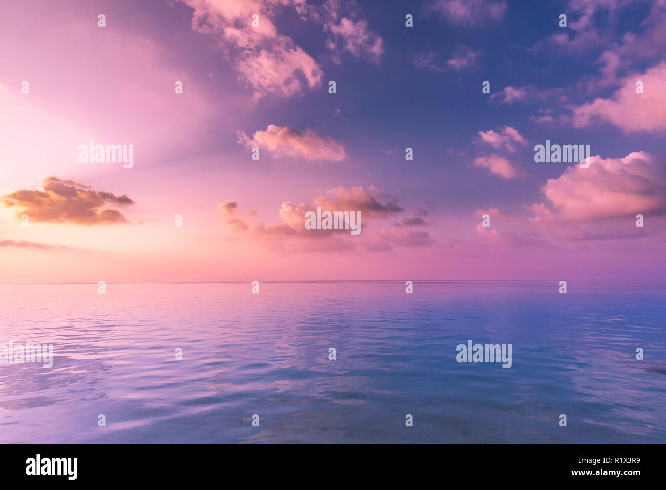 Abstract inspirational sunset photography for background, sky and clouds with sea Stock Photo