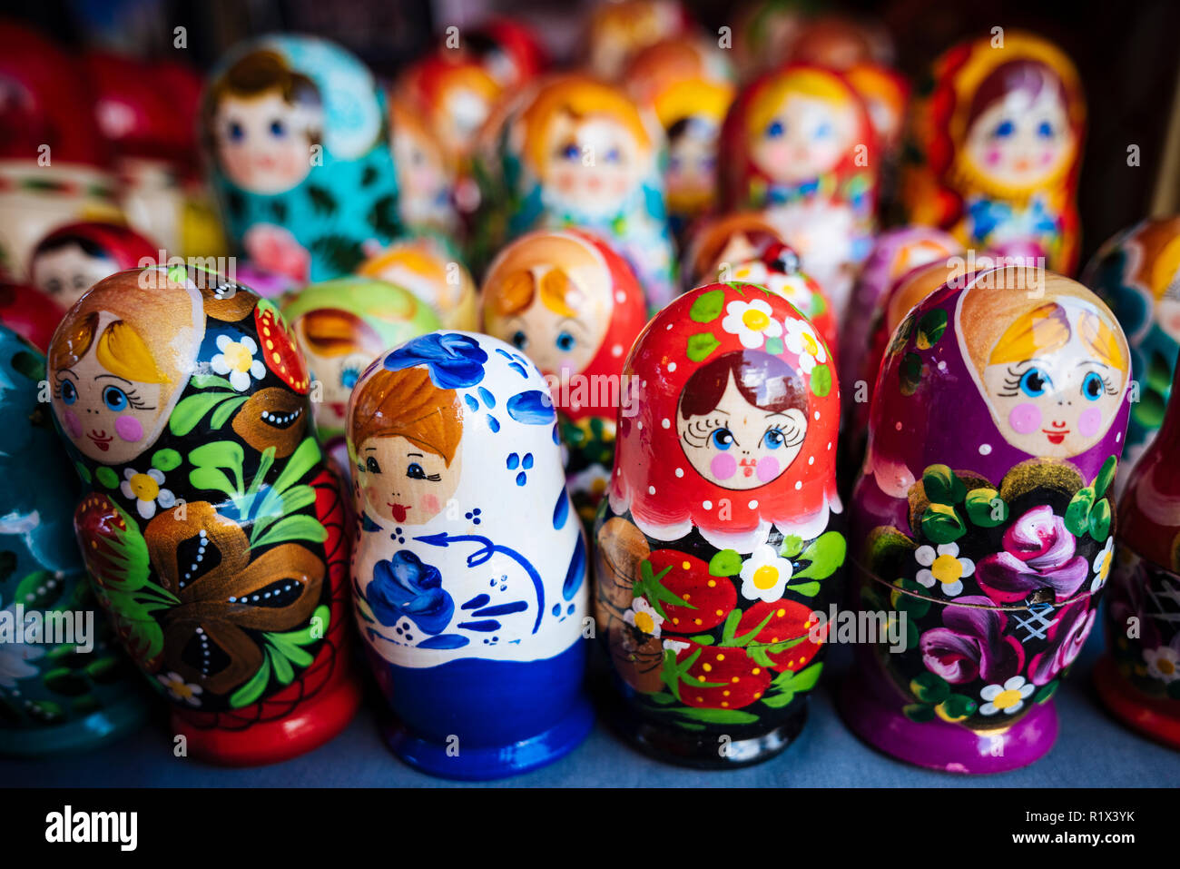 Souvenir Russian dolls for sale, Old Town, Tallinn, Estonia, Europe Stock Photo