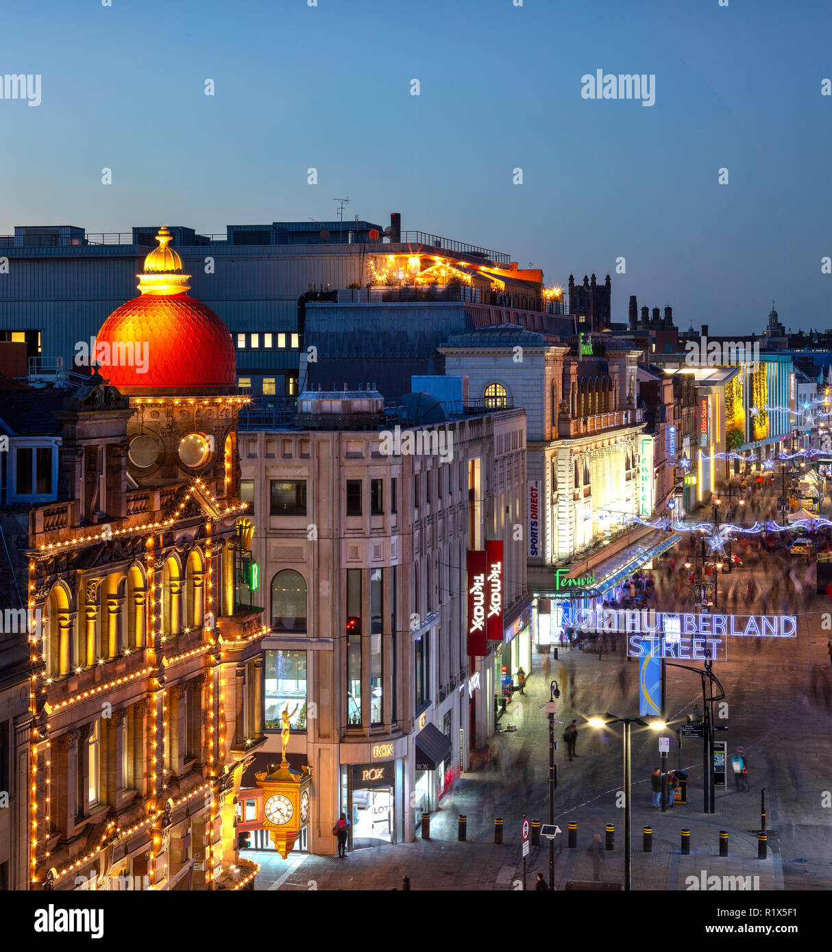Christmas Lights in Newcastle upon Tyne, Tyne & Wear Stock Photo
