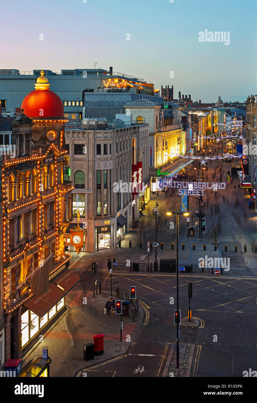 Christmas Lights in Newcastle upon Tyne, Tyne & Wear Stock Photo