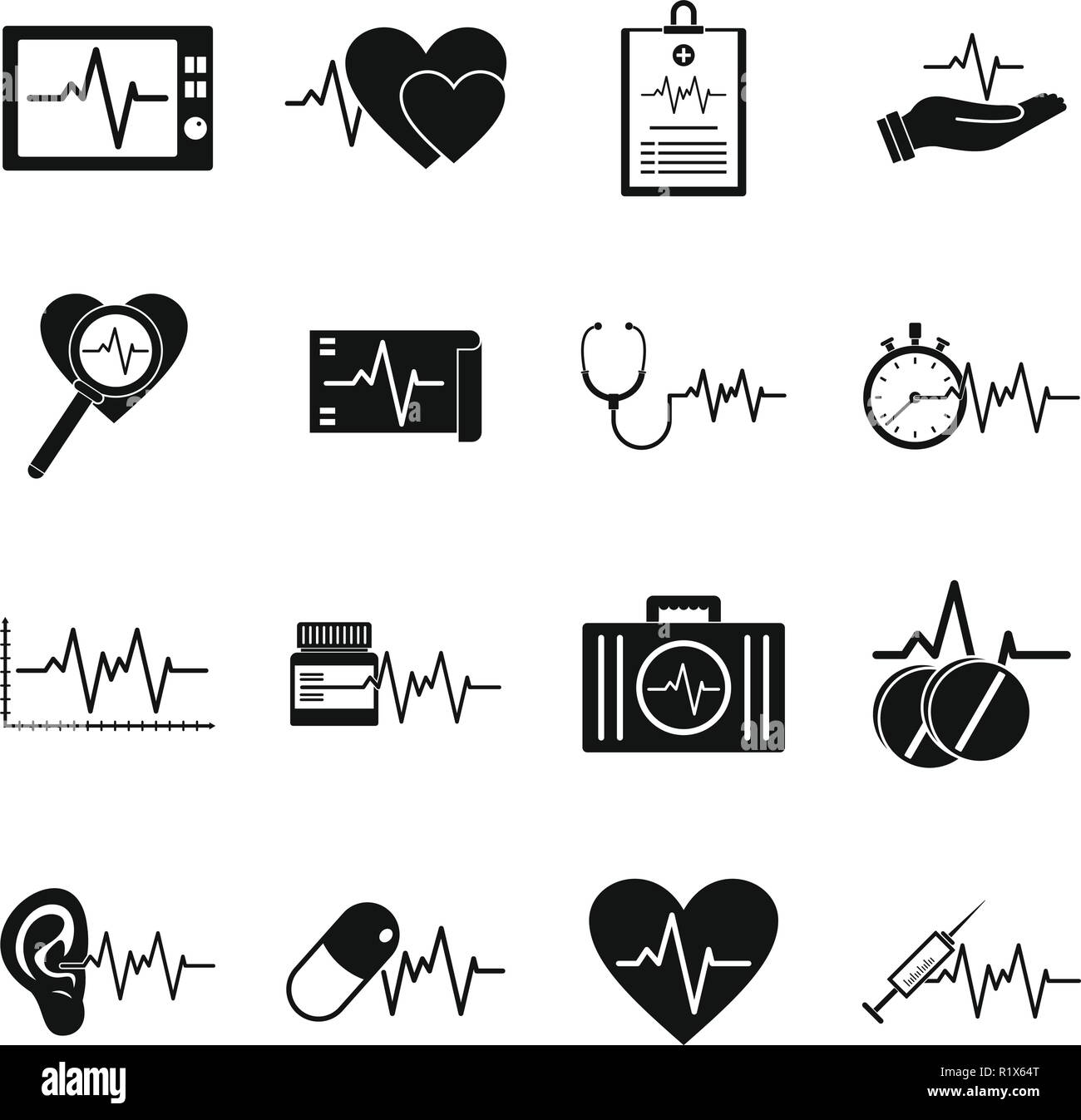 Heart pulse beat icons set. Simple illustration of 25 heart pulse beat ...