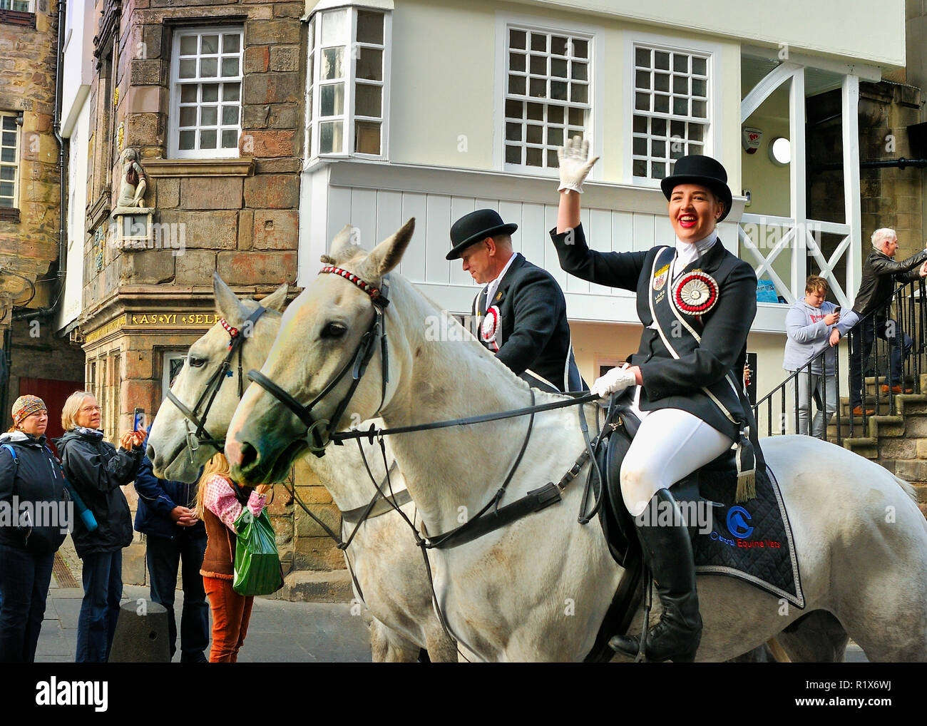 Horse riders on the Riding of the Marches, Edinburgh, Scotland Stock