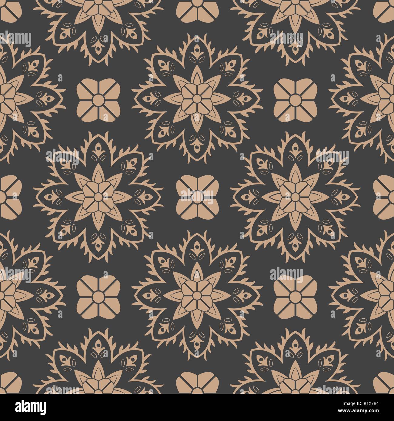 Vector damask seamless retro pattern background botanic garden cross ...