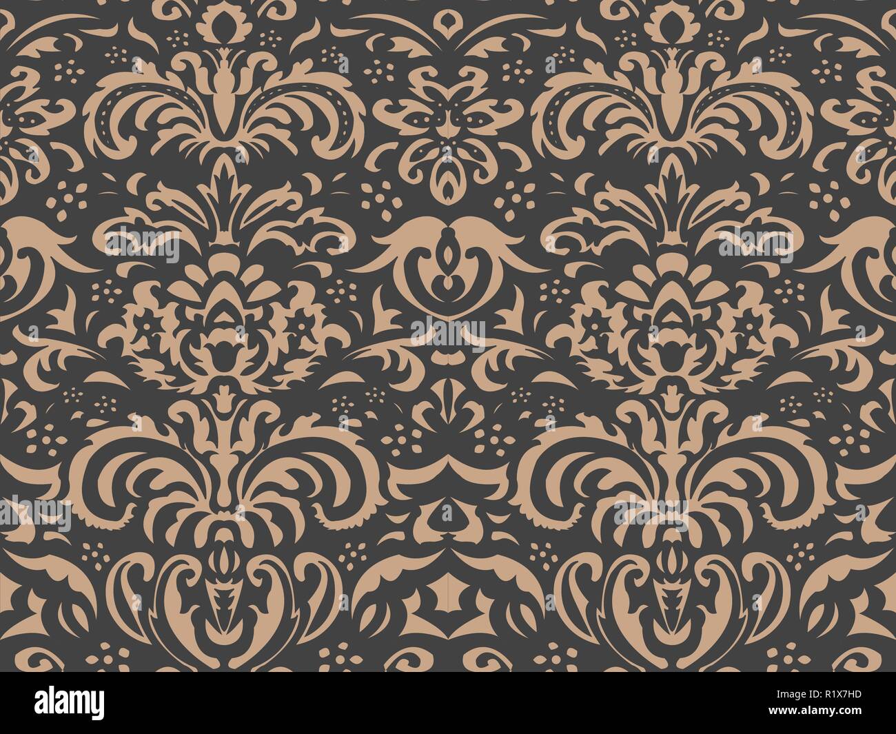 Vector damask seamless retro pattern background nature botanic garden ...
