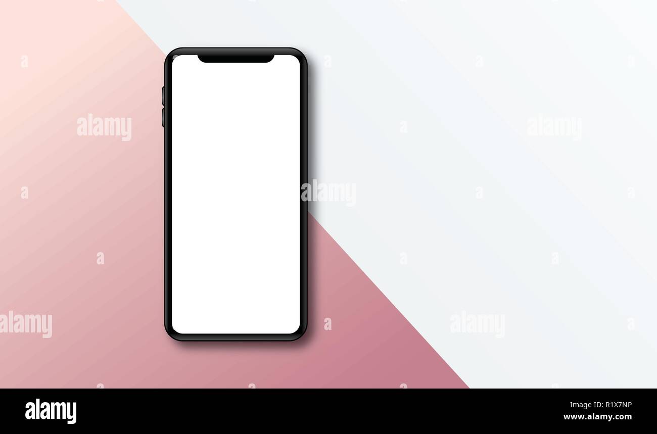 Modern frameless smartphone Mock up with blank white screen Stock ...