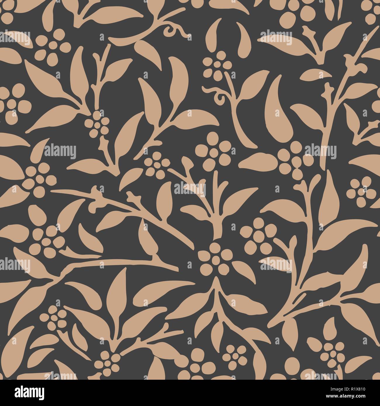 Vector damask seamless retro pattern background botanic garden nature ...