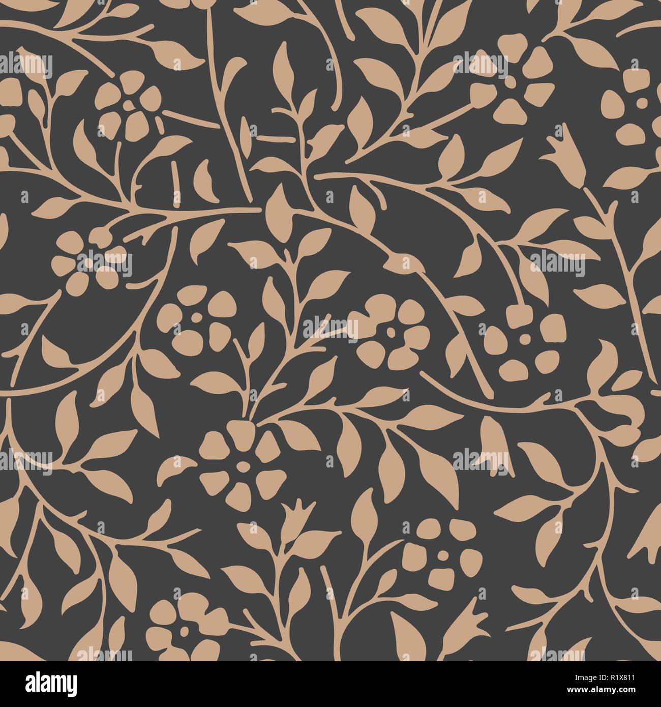 Vector damask seamless retro pattern background botanic garden nature ...