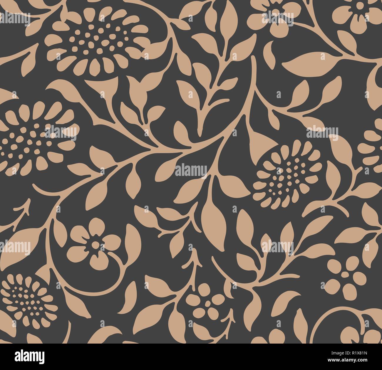 Vector damask seamless retro pattern background botanic garden nature ...