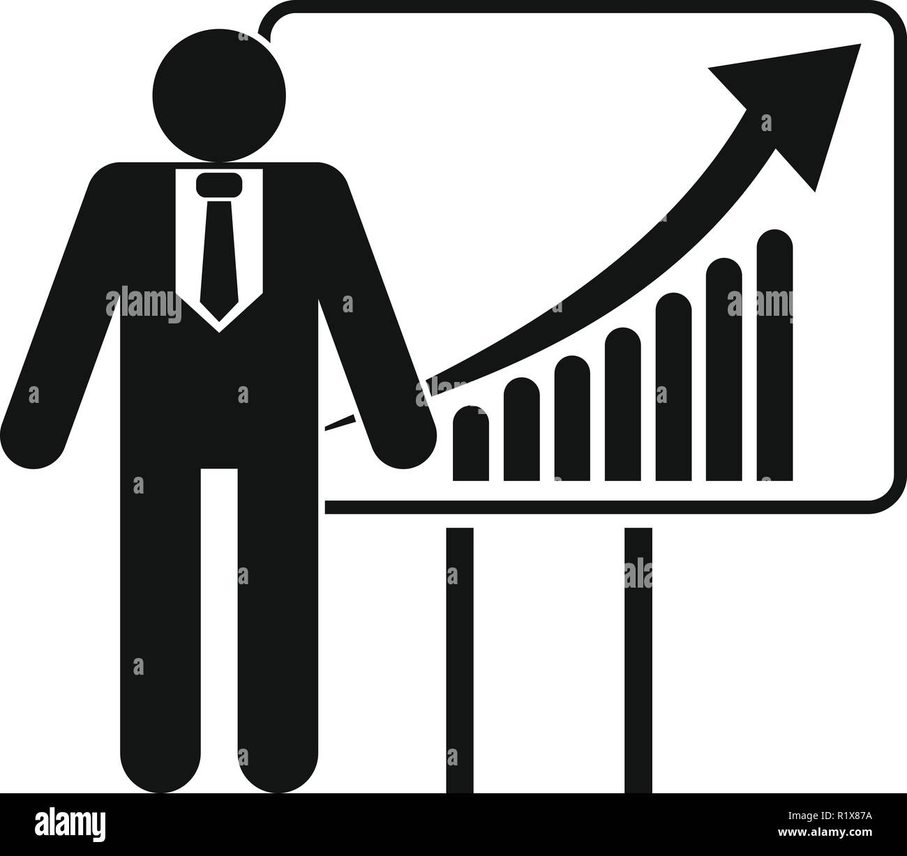 Man with diagram icon. Simplev illustration of man with diagram vector ...