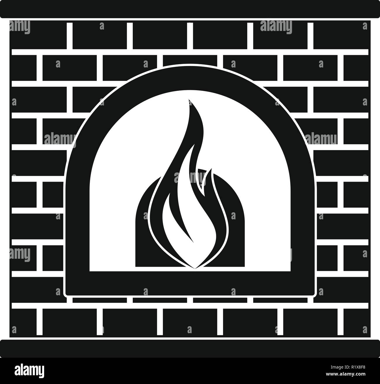 Retro fireplace icon. Simple illustration of retro fireplace vector