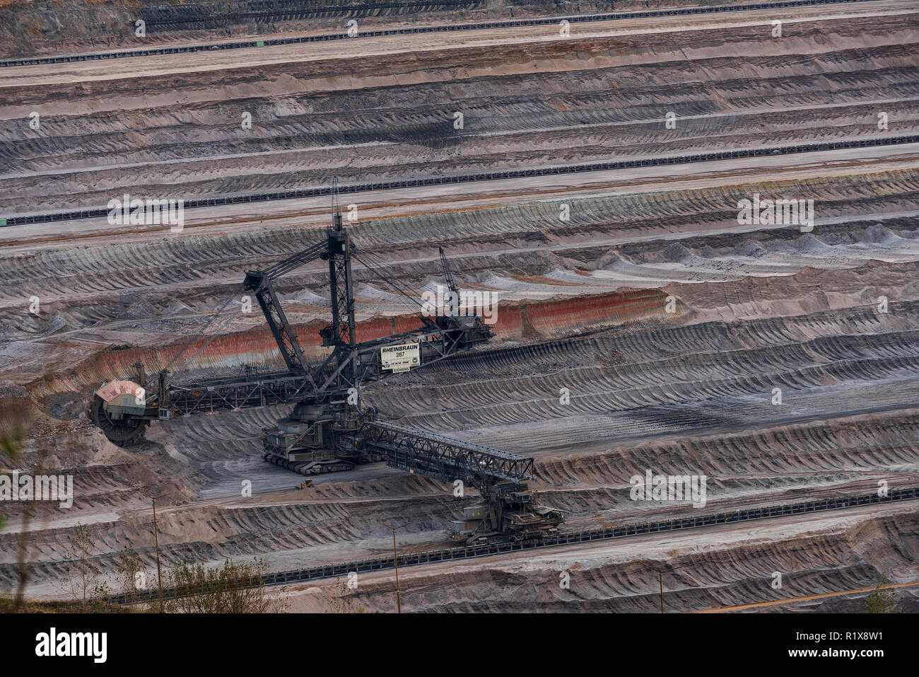 Lignite excavator in open pit Hambach Stock Photo